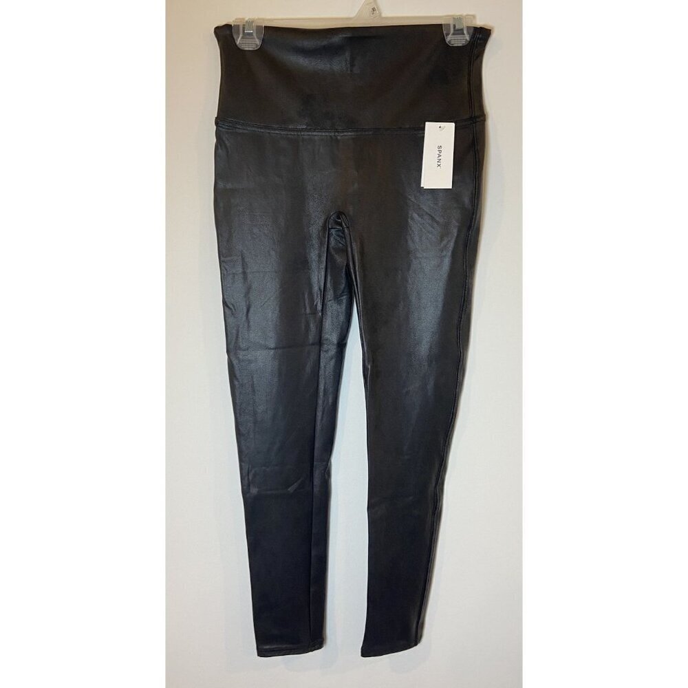 NWT Spanx Faux Leather Leggings Black Size Large Petite New